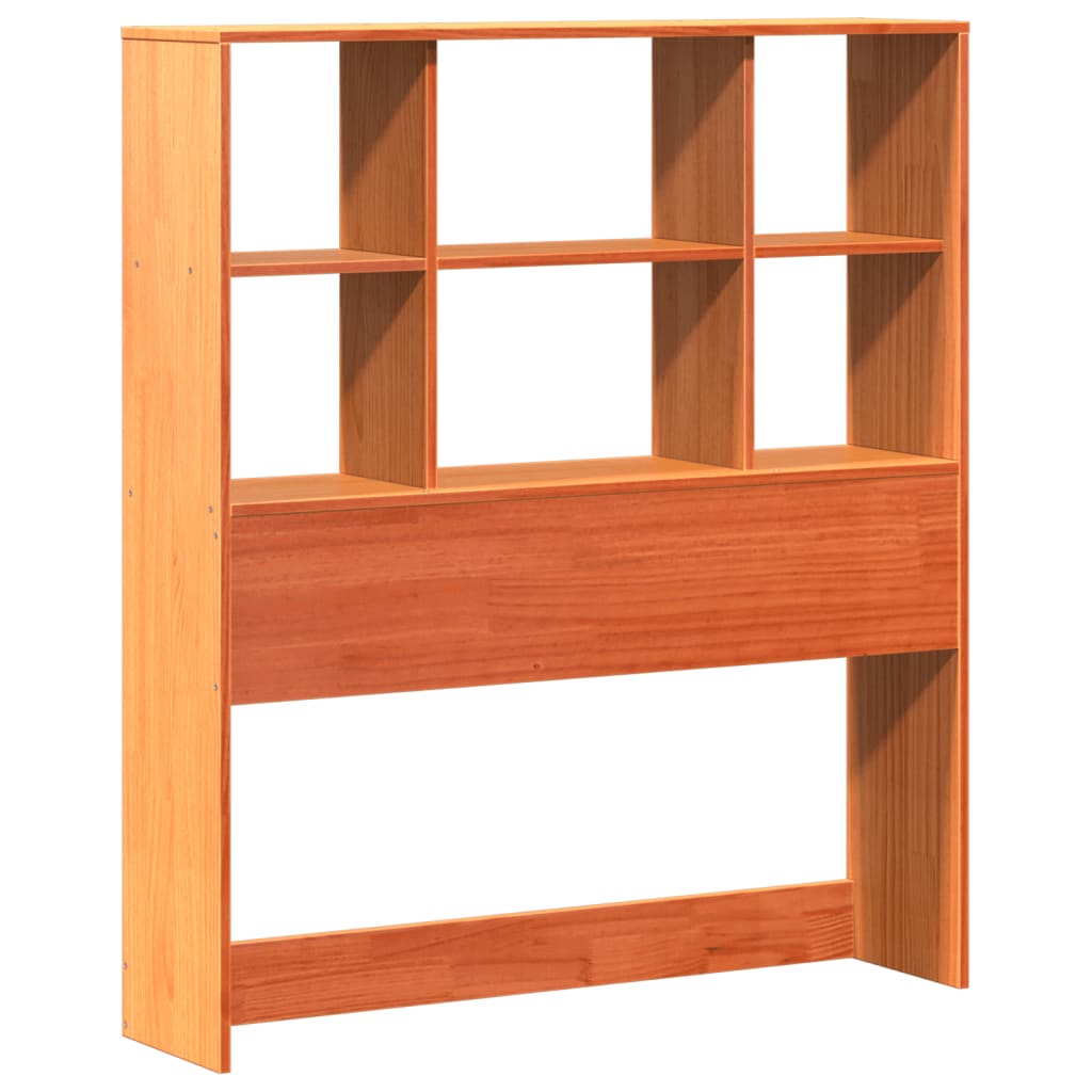 vidaXL Pat cu bibliotecă fără saltea, maro, 100x200 cm, lemn masiv vidaXL Pat cu bibliotecă fără saltea, maro, 100x200 cm, lemn masiv