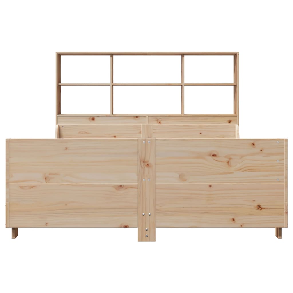 vidaXL Pat cu bibliotecă fără saltea, 140x190 cm, lemn masiv vidaXL Pat cu bibliotecă fără saltea, 140x190 cm, lemn masiv