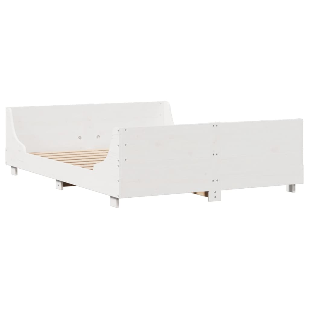 vidaXL Pat cu bibliotecă fără saltea, alb, 120x190 cm, lemn masiv