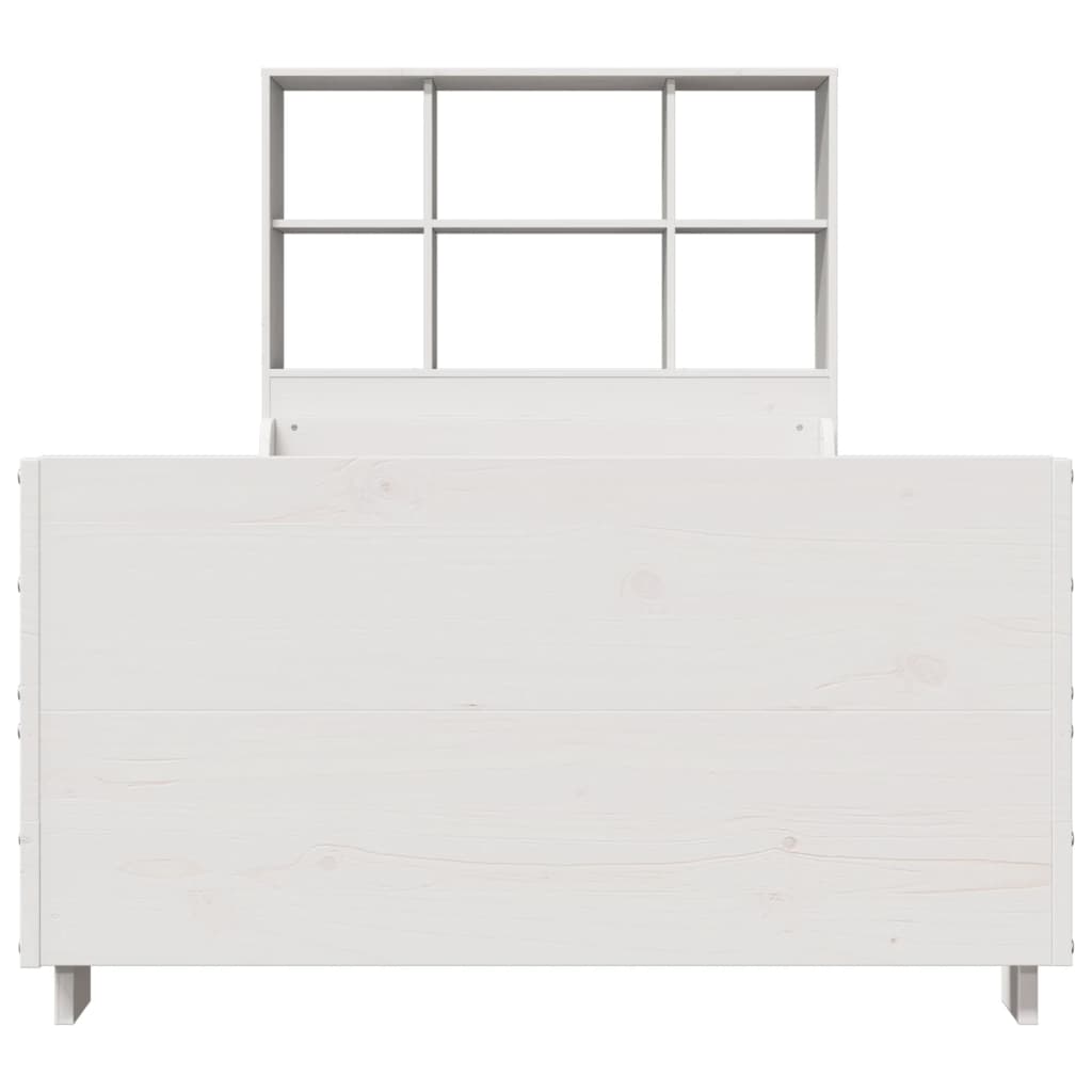 vidaXL Pat cu bibliotecă fără saltea, alb, 90x190 cm, lemn masiv