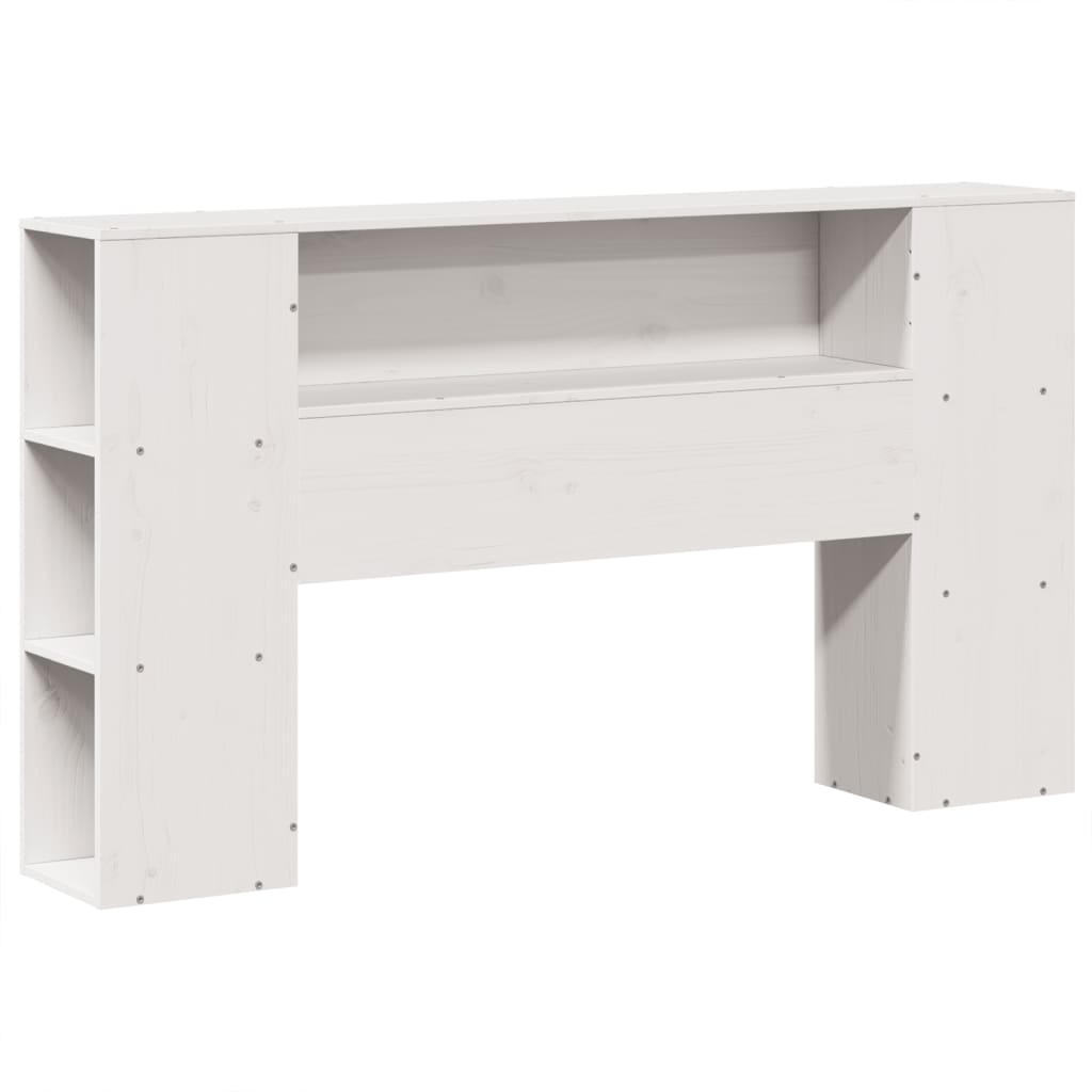 vidaXL Pat cu bibliotecă fără saltea, alb, 160x200 cm, lemn masiv vidaXL Pat cu bibliotecă fără saltea, alb, 160x200 cm, lemn masiv
