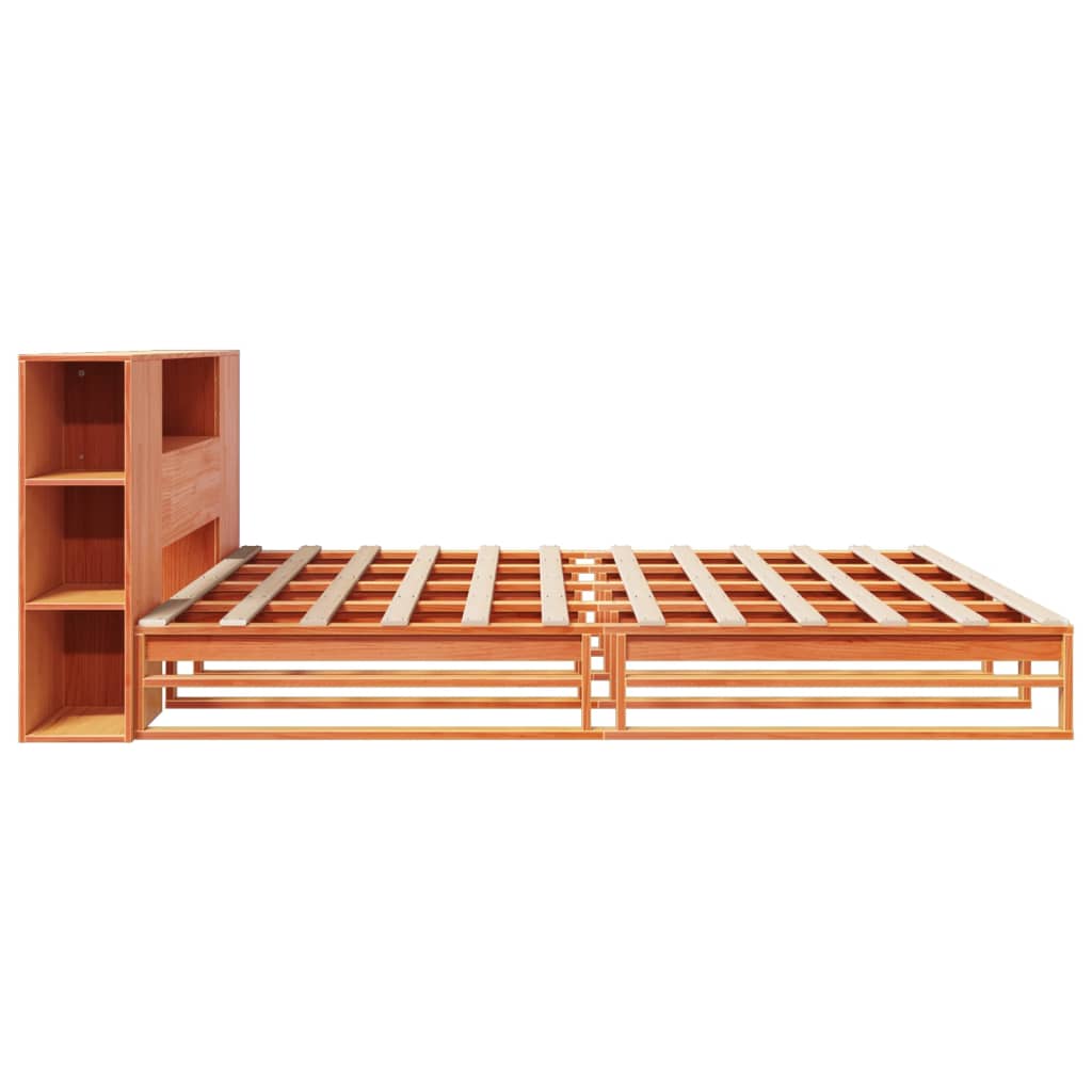 vidaXL Pat cu bibliotecă fără saltea maro ceruit 180x200 cm lemn masiv