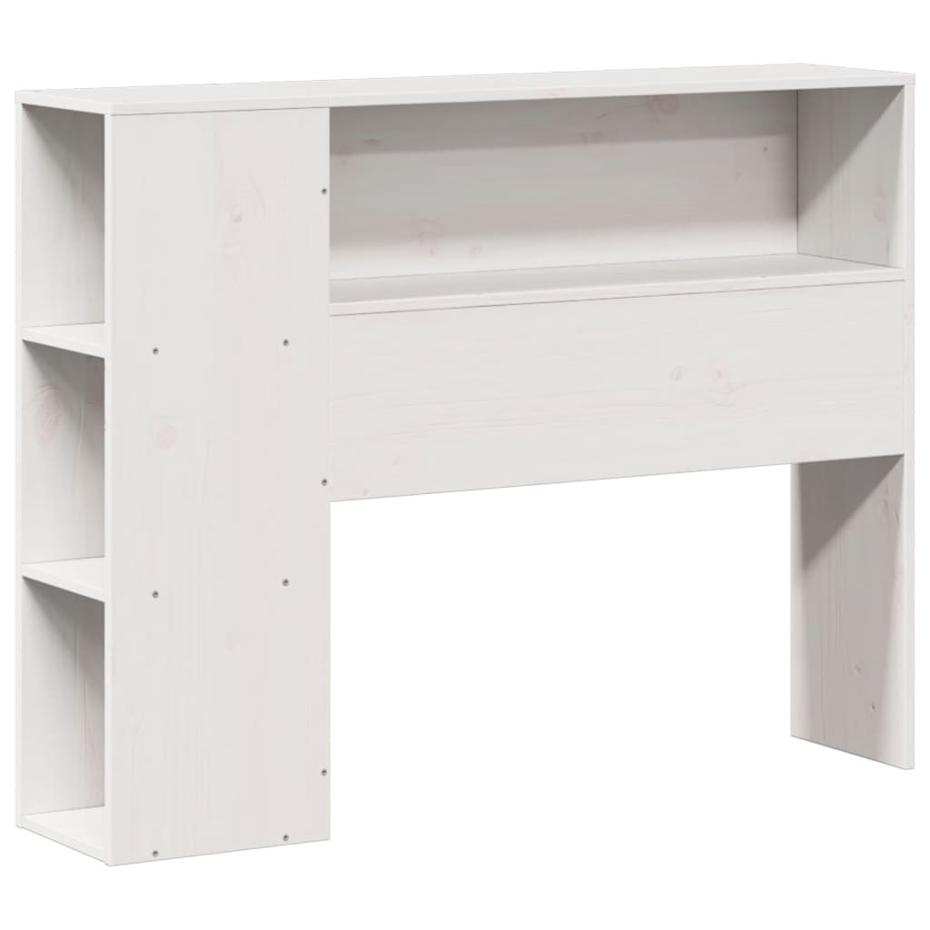 vidaXL Pat cu bibliotecă fără saltea, alb, 75x190 cm, lemn masiv vidaXL Pat cu bibliotecă fără saltea, alb, 75x190 cm, lemn masiv