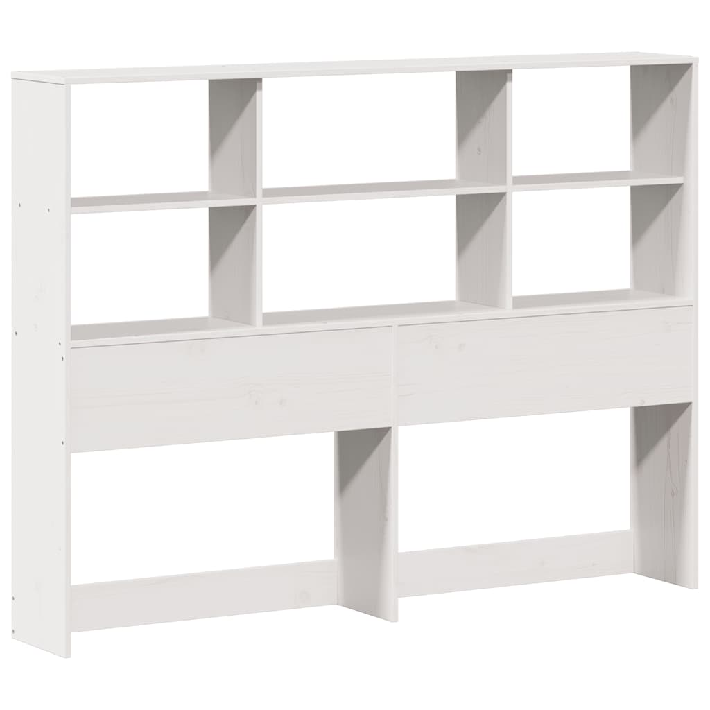 vidaXL Pat cu bibliotecă fără saltea, alb, 140x200 cm, lemn masiv