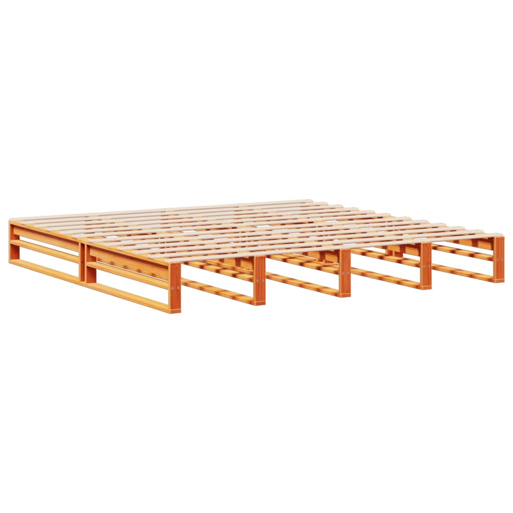 vidaXL Pat cu bibliotecă fără saltea maro ceruit 200x200 cm lemn masiv
