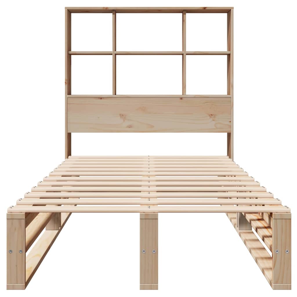 vidaXL Pat cu bibliotecă fără saltea, 90x190 cm, lemn masiv vidaXL Pat cu bibliotecă fără saltea, 90x190 cm, lemn masiv