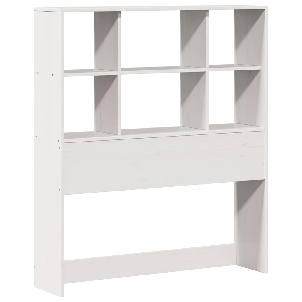 vidaXL Pat cu bibliotecă fără saltea, alb, 90x190 cm, lemn masiv