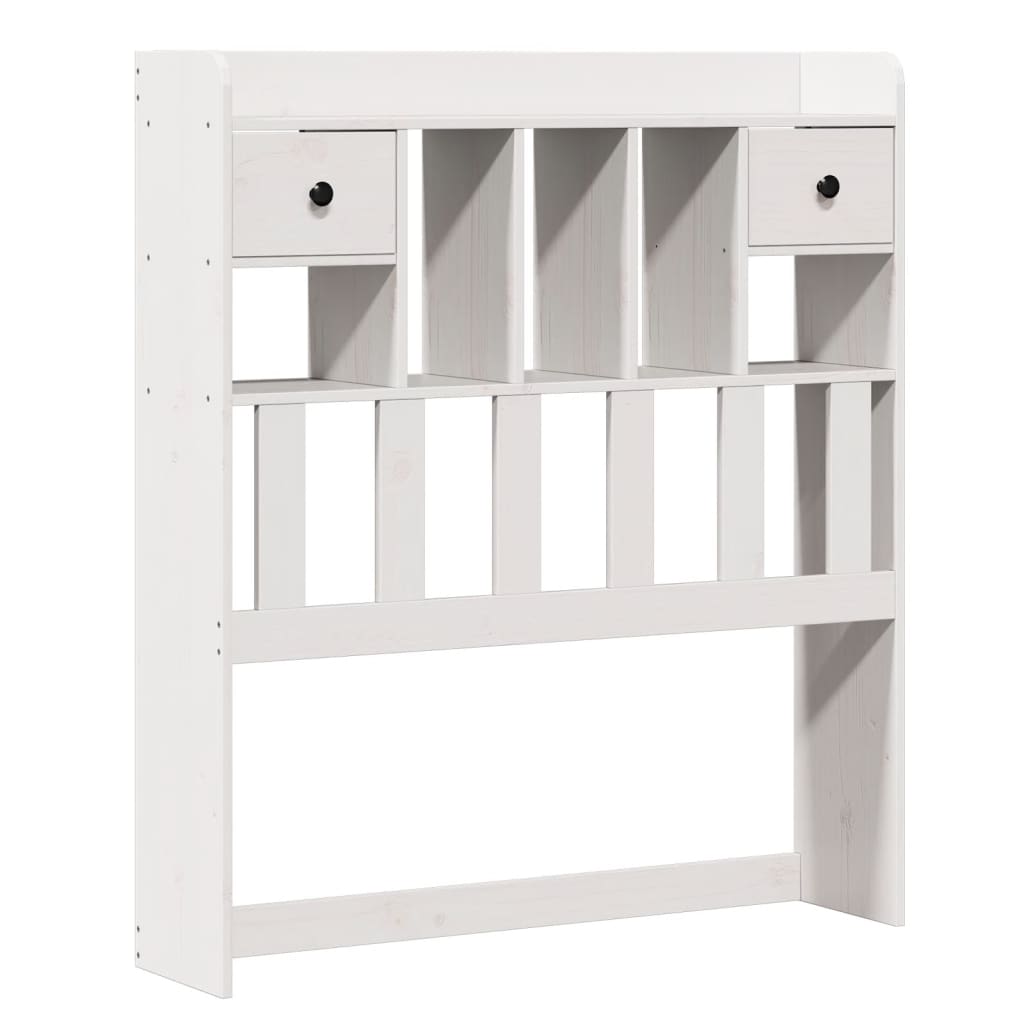 vidaXL Pat cu bibliotecă fără saltea, alb, 90x200 cm, lemn masiv pin vidaXL Pat cu bibliotecă fără saltea, alb, 90x200 cm, lemn masiv pin