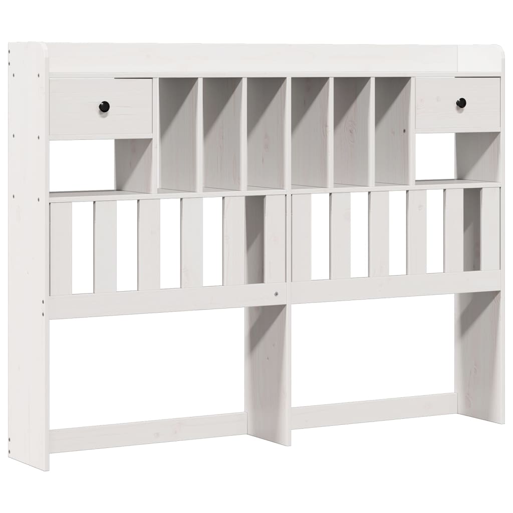 vidaXL Pat cu bibliotecă fără saltea, alb, 140x200 cm, lemn masiv pin