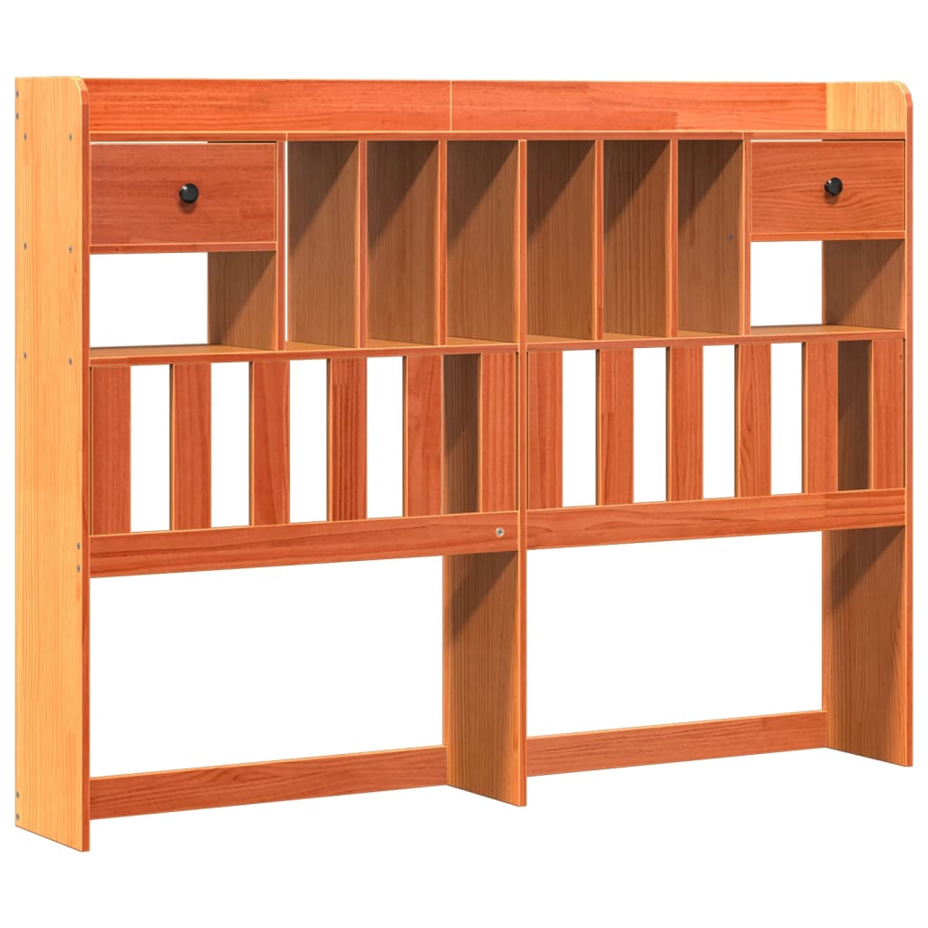 vidaXL Pat cu bibliotecă fără saltea maro 150x200 cm lemn masiv de pin