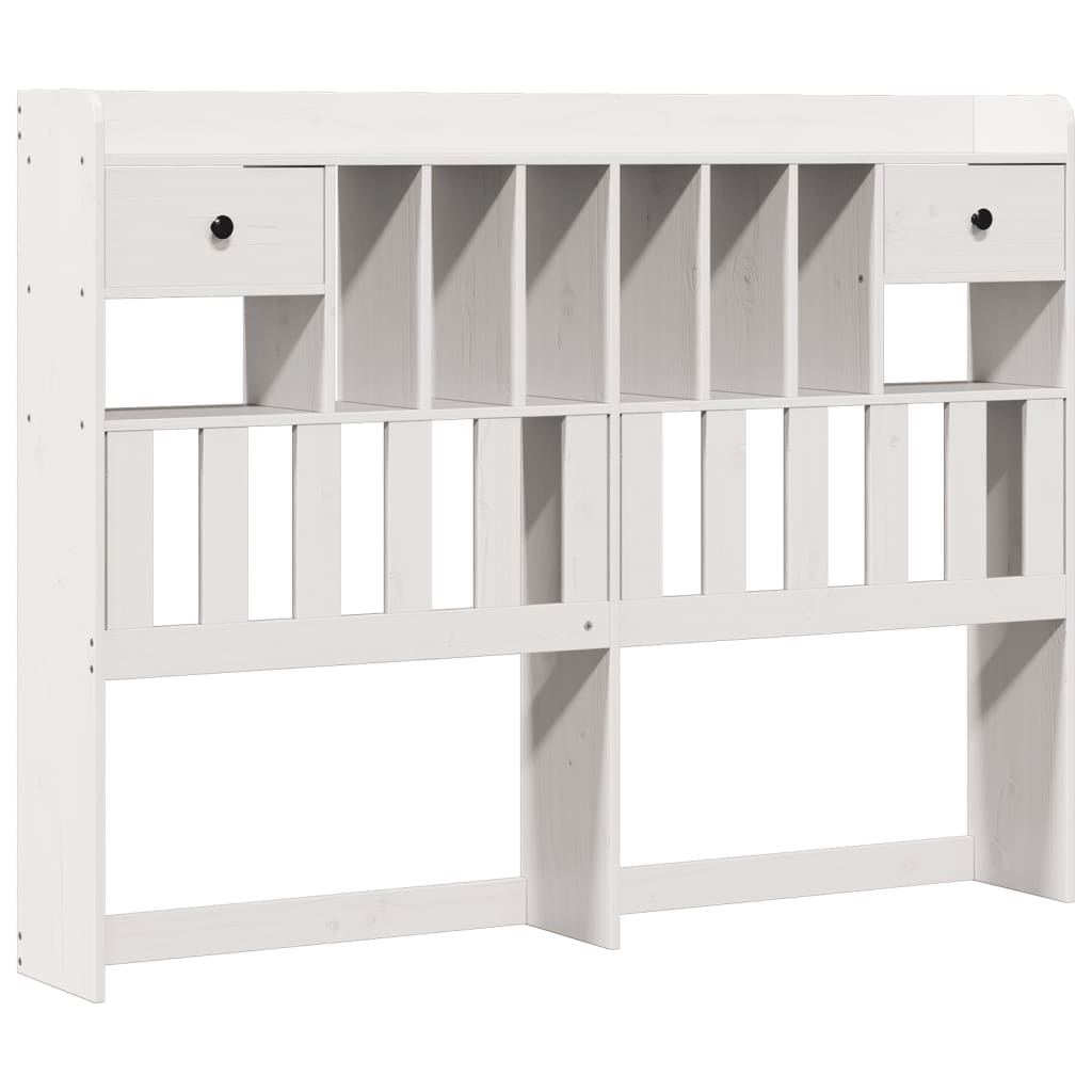 vidaXL Pat cu bibliotecă fără saltea, alb, 160x200 cm, lemn masiv pin