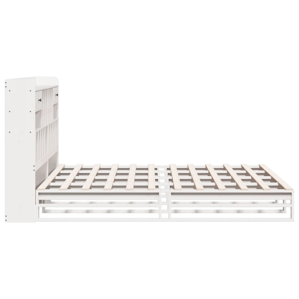 vidaXL Pat cu bibliotecă fără saltea, 180x200 cm, lemn masiv de pin