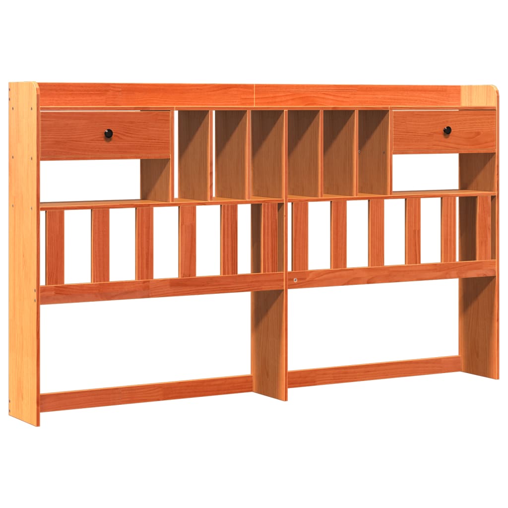 vidaXL Pat cu bibliotecă fără saltea maro 180x200 cm lemn masiv de pin