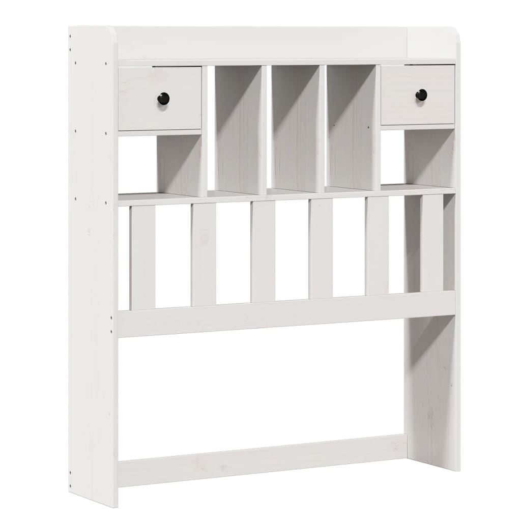 vidaXL Pat cu bibliotecă fără saltea, alb, 75x190 cm, lemn masiv pin