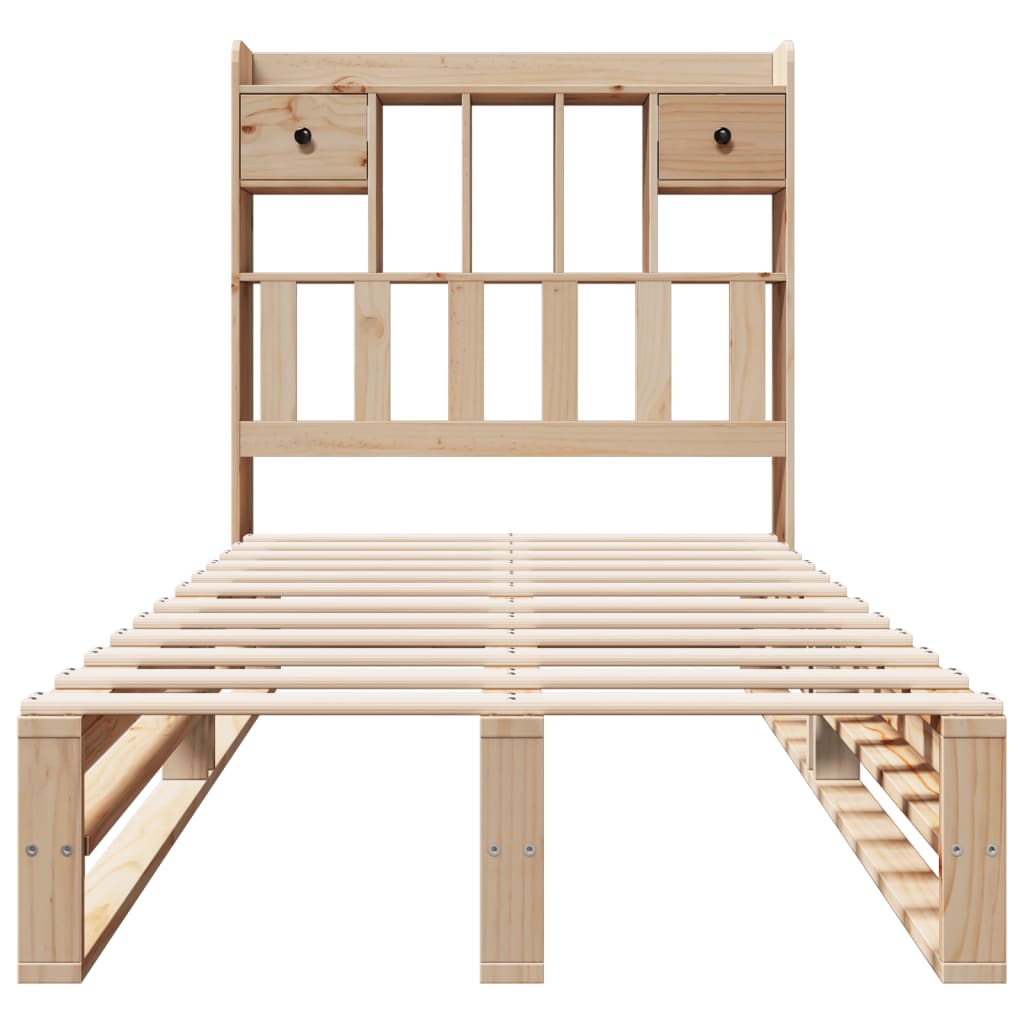 vidaXL Pat cu bibliotecă fără saltea, 90x190 cm, lemn masiv de pin vidaXL Pat cu bibliotecă fără saltea, 90x190 cm, lemn masiv de pin