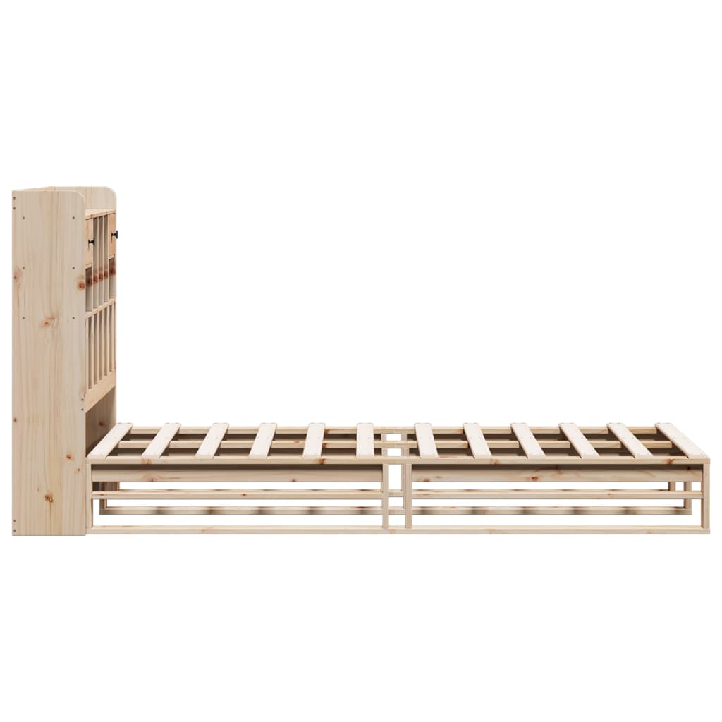 vidaXL Pat cu bibliotecă fără saltea, 90x190 cm, lemn masiv de pin vidaXL Pat cu bibliotecă fără saltea, 90x190 cm, lemn masiv de pin