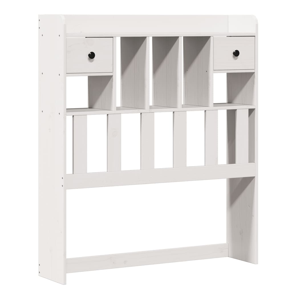 vidaXL Pat cu bibliotecă fără saltea, alb, 90x190 cm, lemn masiv pin