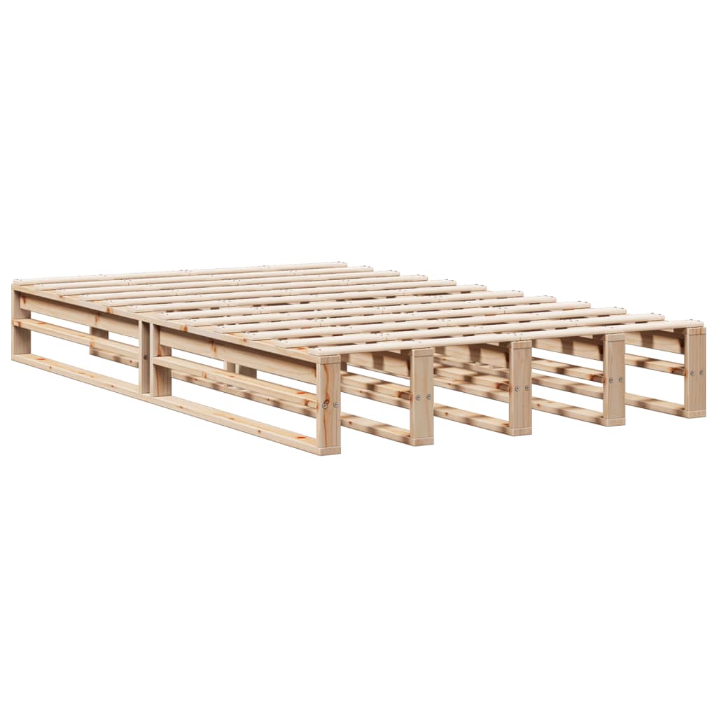 vidaXL Pat cu bibliotecă fără saltea, 135x190 cm, lemn masiv de pin vidaXL Pat cu bibliotecă fără saltea, 135x190 cm, lemn masiv de pin