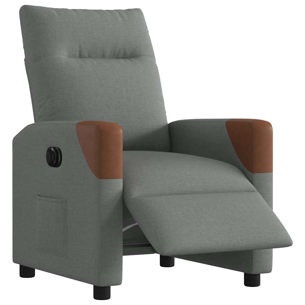 vidaXL Fotoliu rabatabil electric, gri închis, material textil