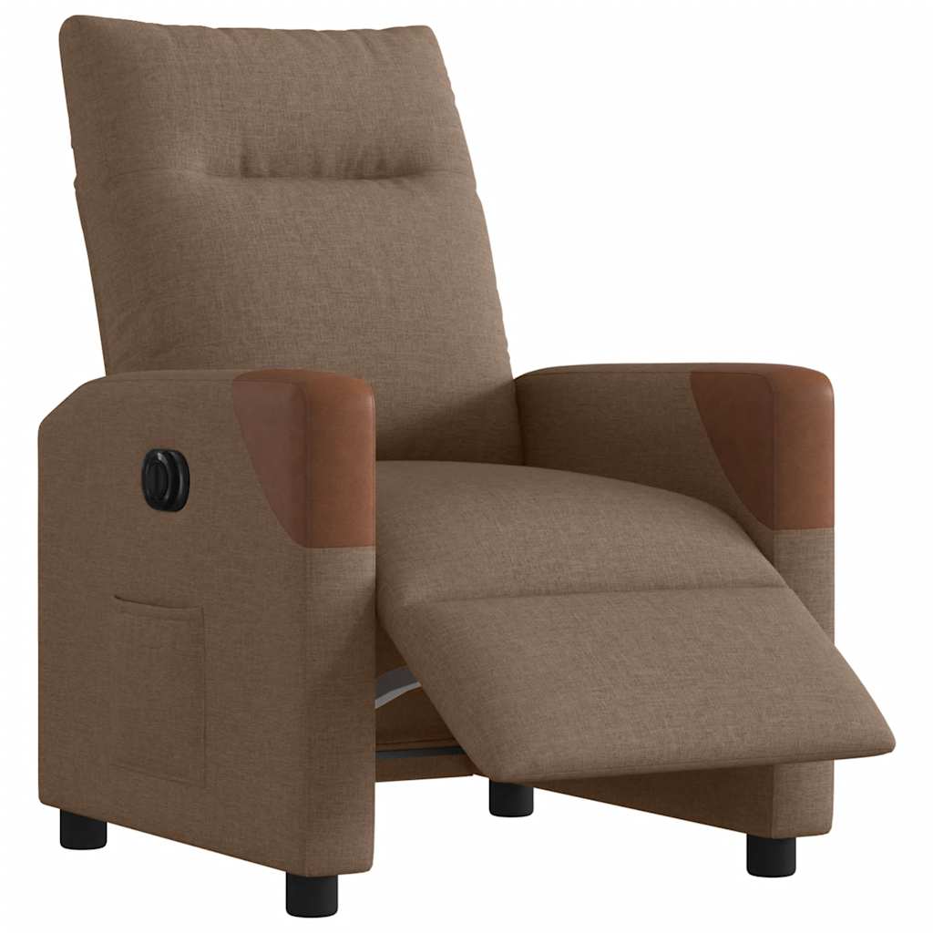 vidaXL Fotoliu rabatabil electric, maro, material textil