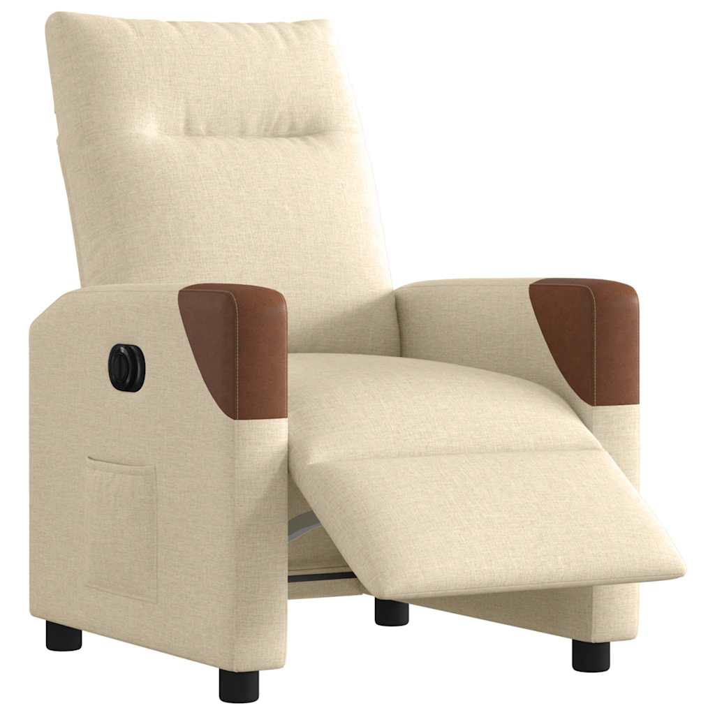 vidaXL Fotoliu rabatabil electric, crem, material textil