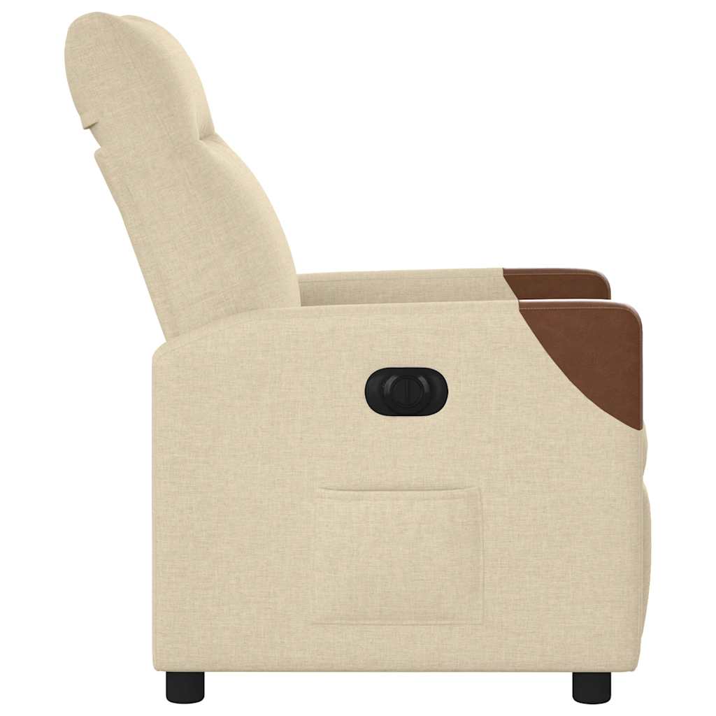 vidaXL Fotoliu rabatabil electric, crem, material textil
