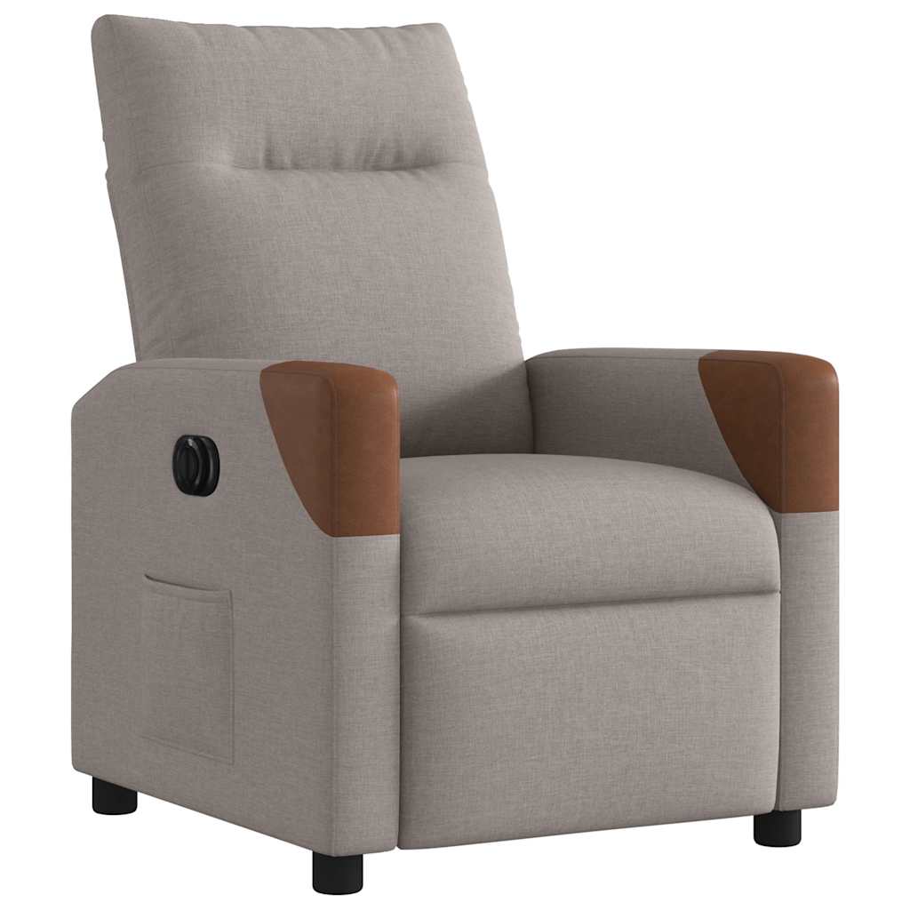 vidaXL Fotoliu rabatabil electric, gri taupe, material textil