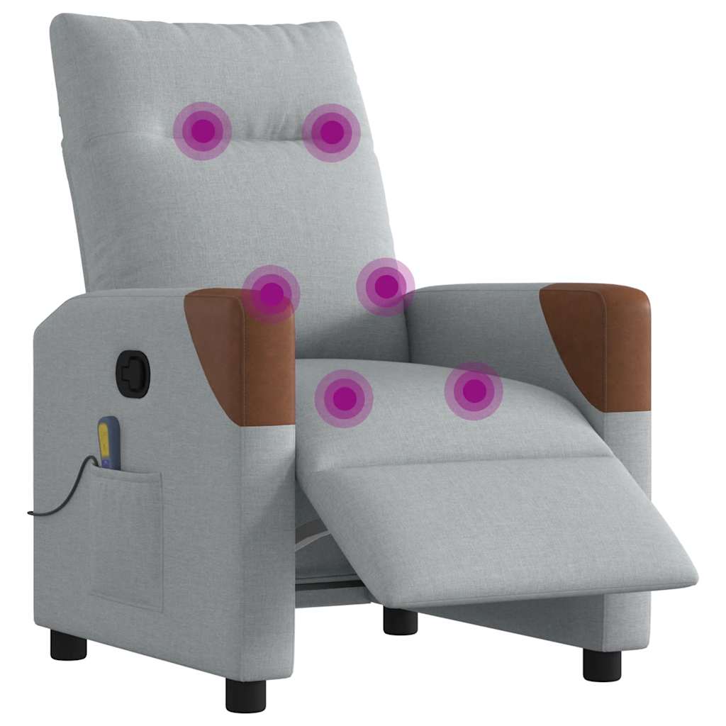 vidaXL Fotoliu electric de masaj rabatabil, gri deschis, microfibră