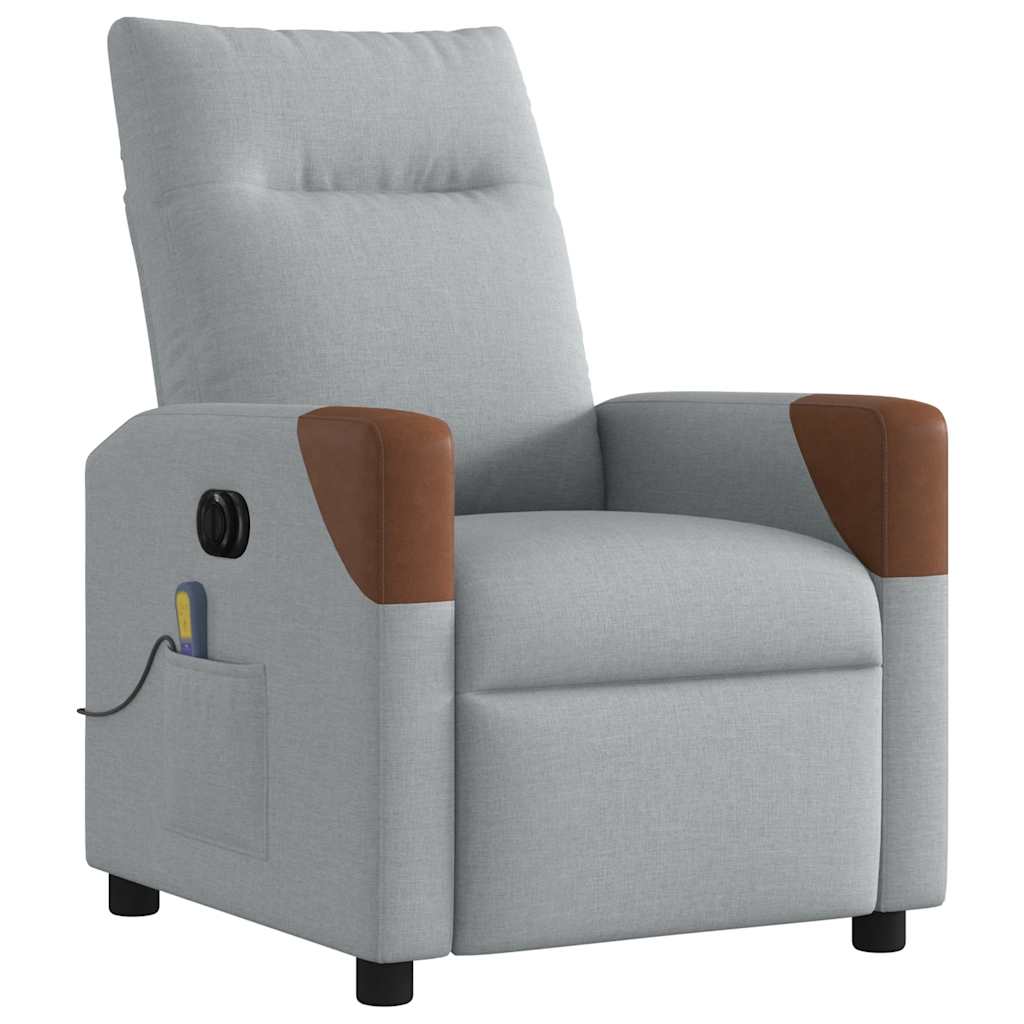 vidaXL Fotoliu electric de masaj rabatabil, gri deschis, microfibră