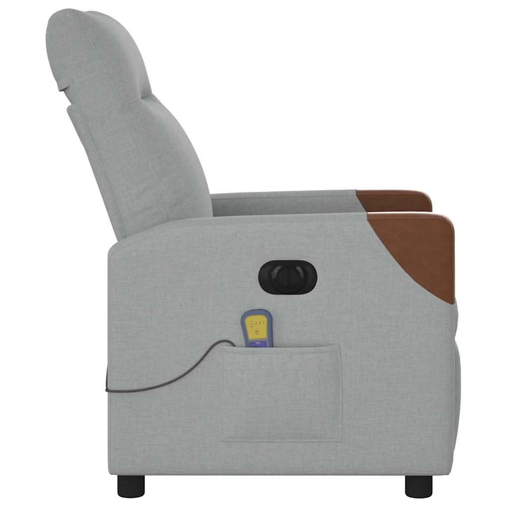 vidaXL Fotoliu electric de masaj rabatabil, gri deschis, microfibră