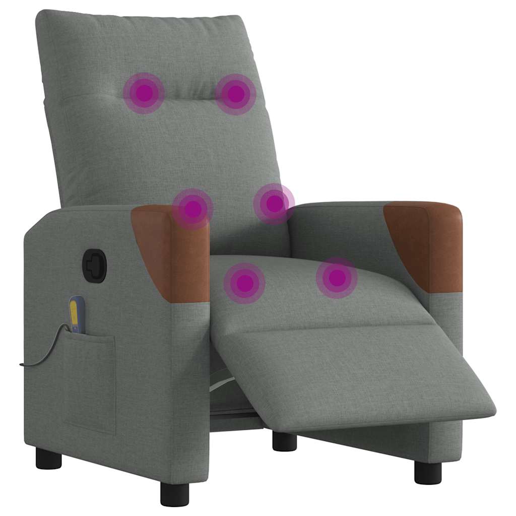 vidaXL Fotoliu electric de masaj rabatabil, gri închis, textil