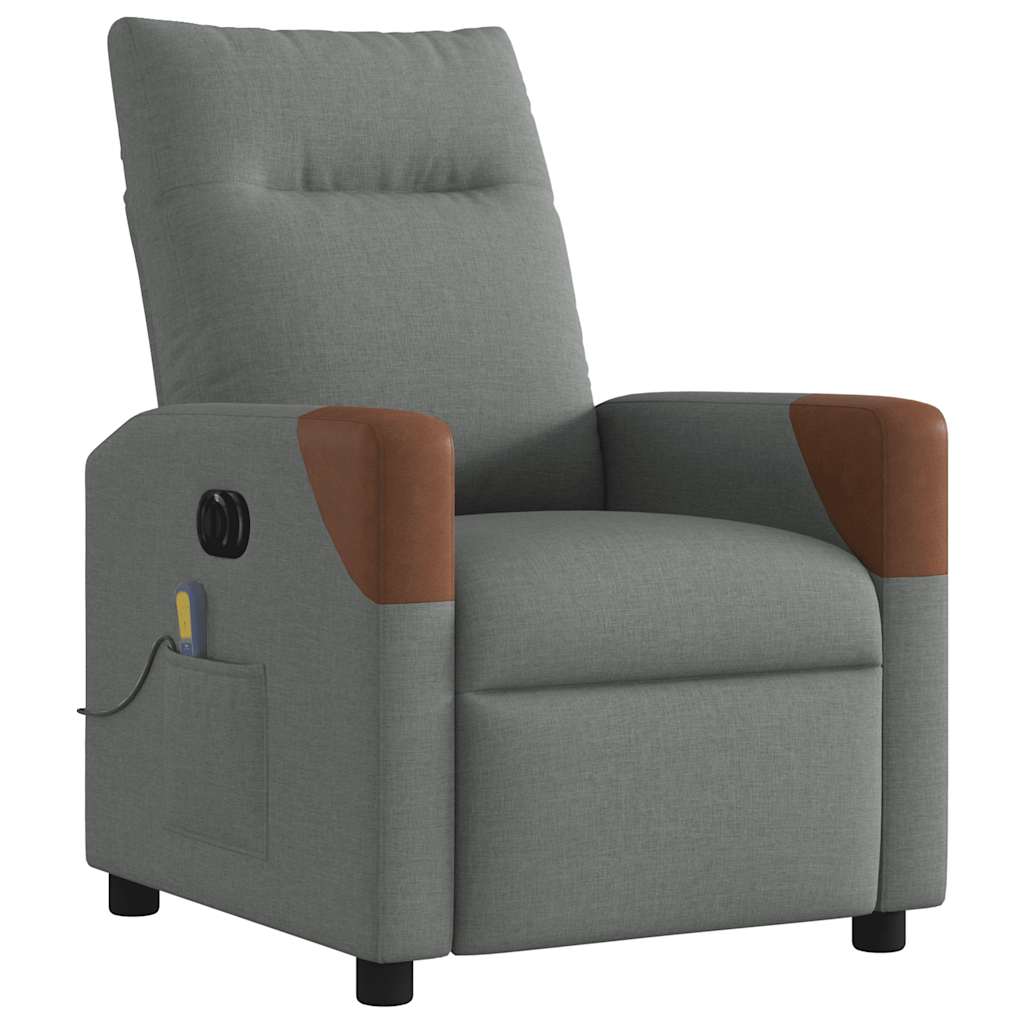 vidaXL Fotoliu electric de masaj rabatabil, gri închis, textil
