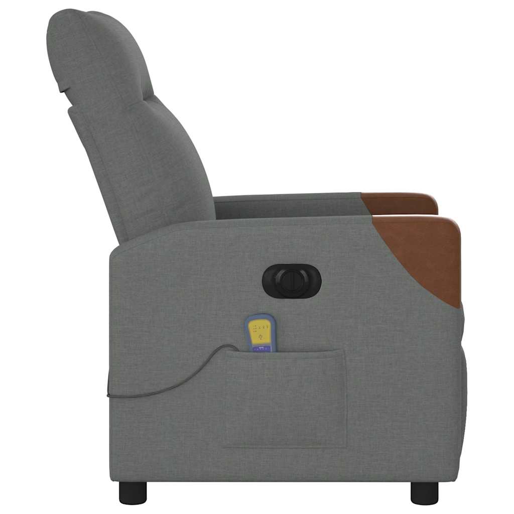 vidaXL Fotoliu electric de masaj rabatabil, gri închis, textil