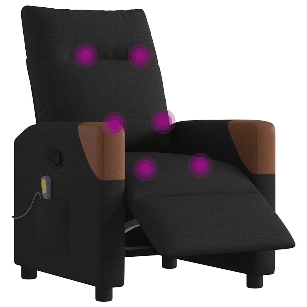 vidaXL Fotoliu electric de masaj rabatabil, negru, textil vidaXL Fotoliu electric de masaj rabatabil, negru, textil