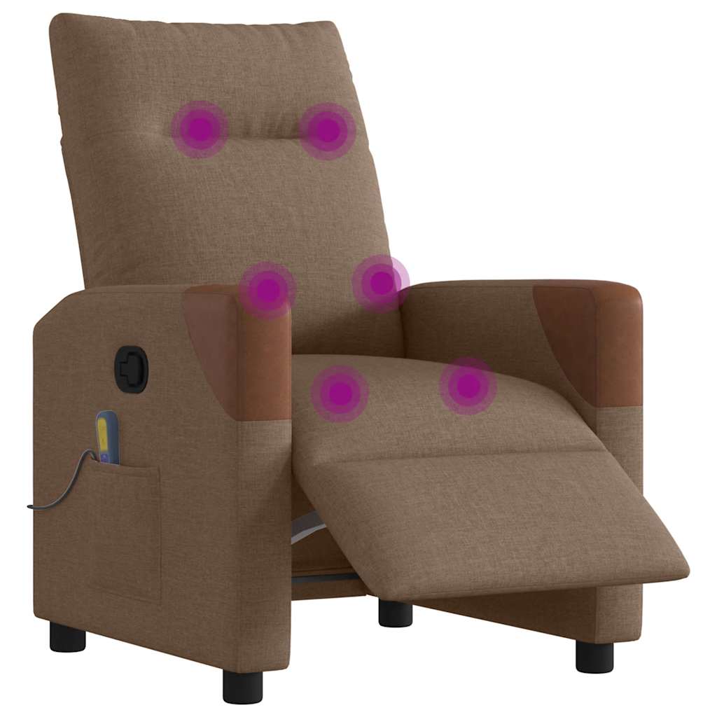 vidaXL Fotoliu electric de masaj rabatabil, maro, textil