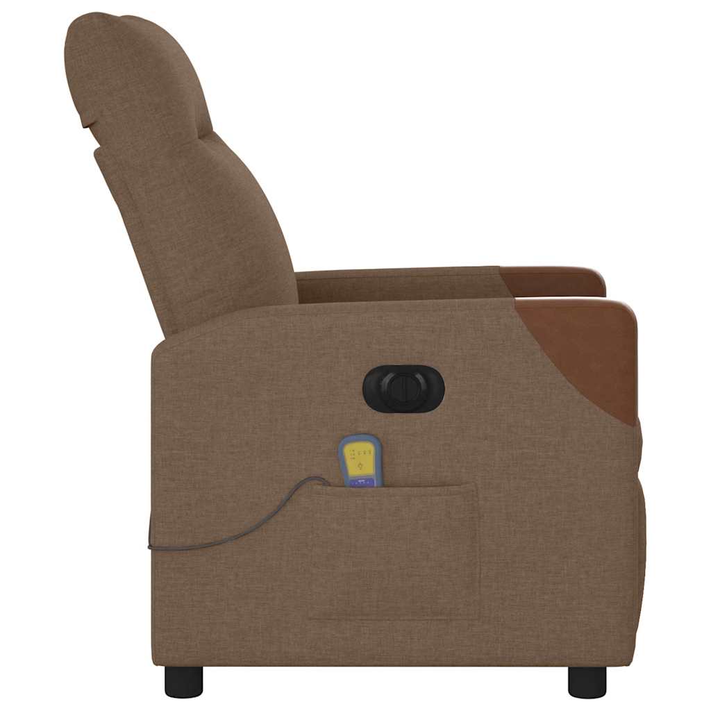 vidaXL Fotoliu electric de masaj rabatabil, maro, textil