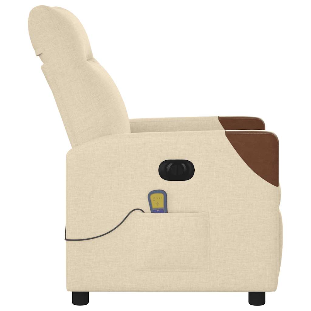 vidaXL Fotoliu electric de masaj rabatabil, crem, textil