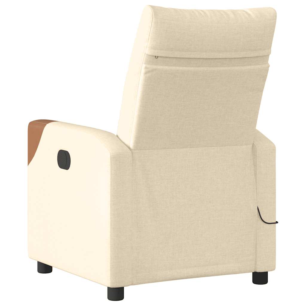 vidaXL Fotoliu electric de masaj rabatabil, crem, textil