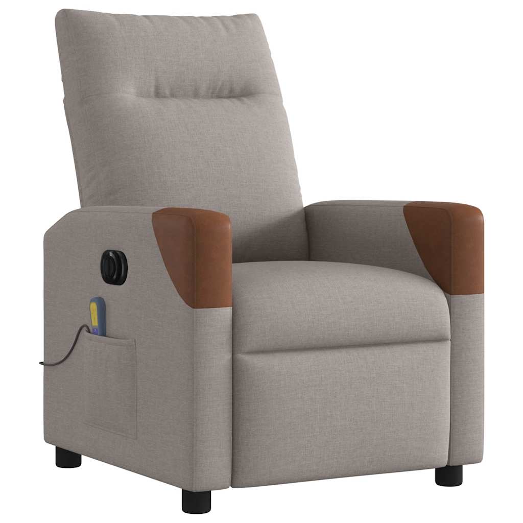 vidaXL Fotoliu electric de masaj rabatabil, gri taupe, textil