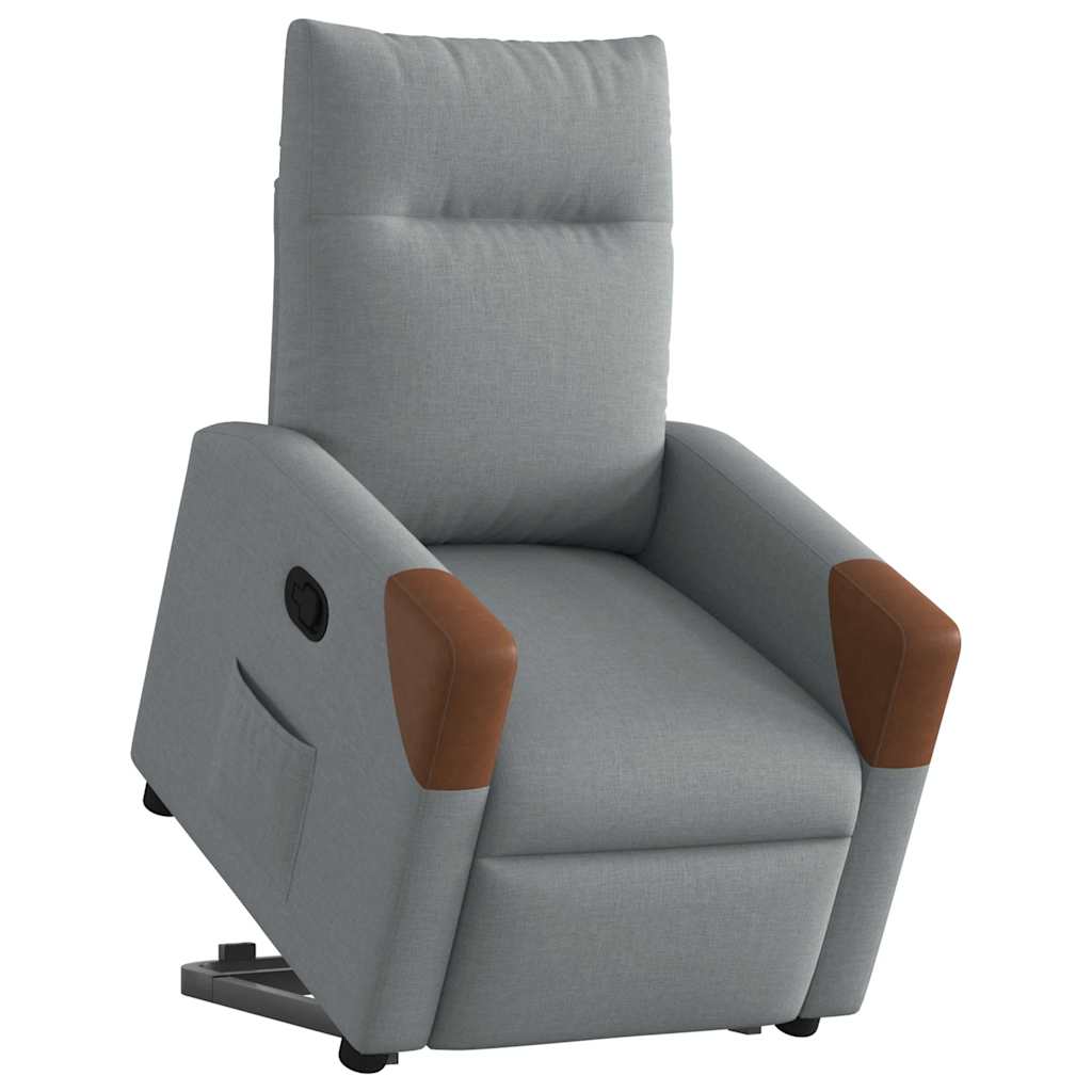 vidaXL Fotoliu rabatabil cu ridicare, gri deschis, material textil