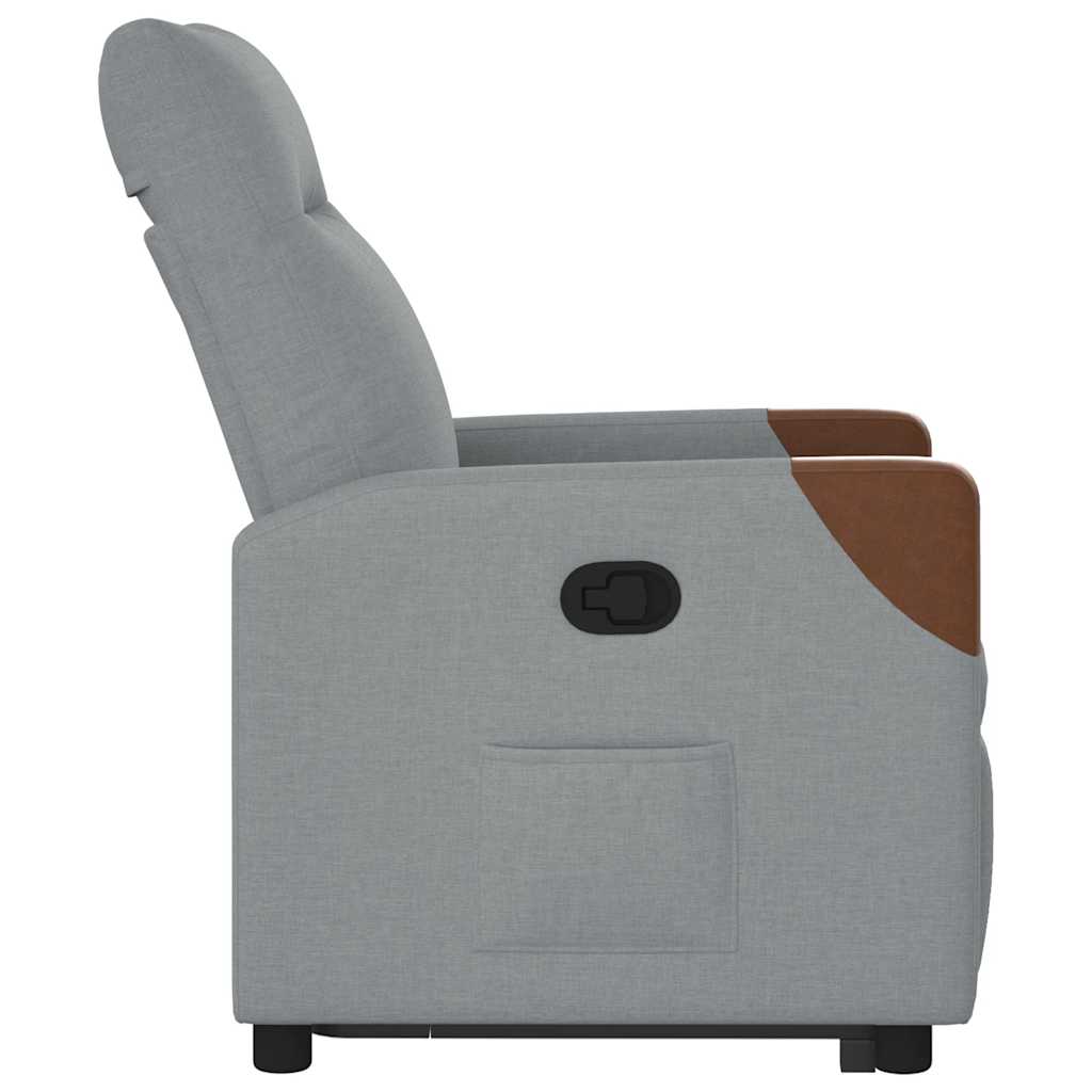 vidaXL Fotoliu rabatabil cu ridicare, gri deschis, material textil