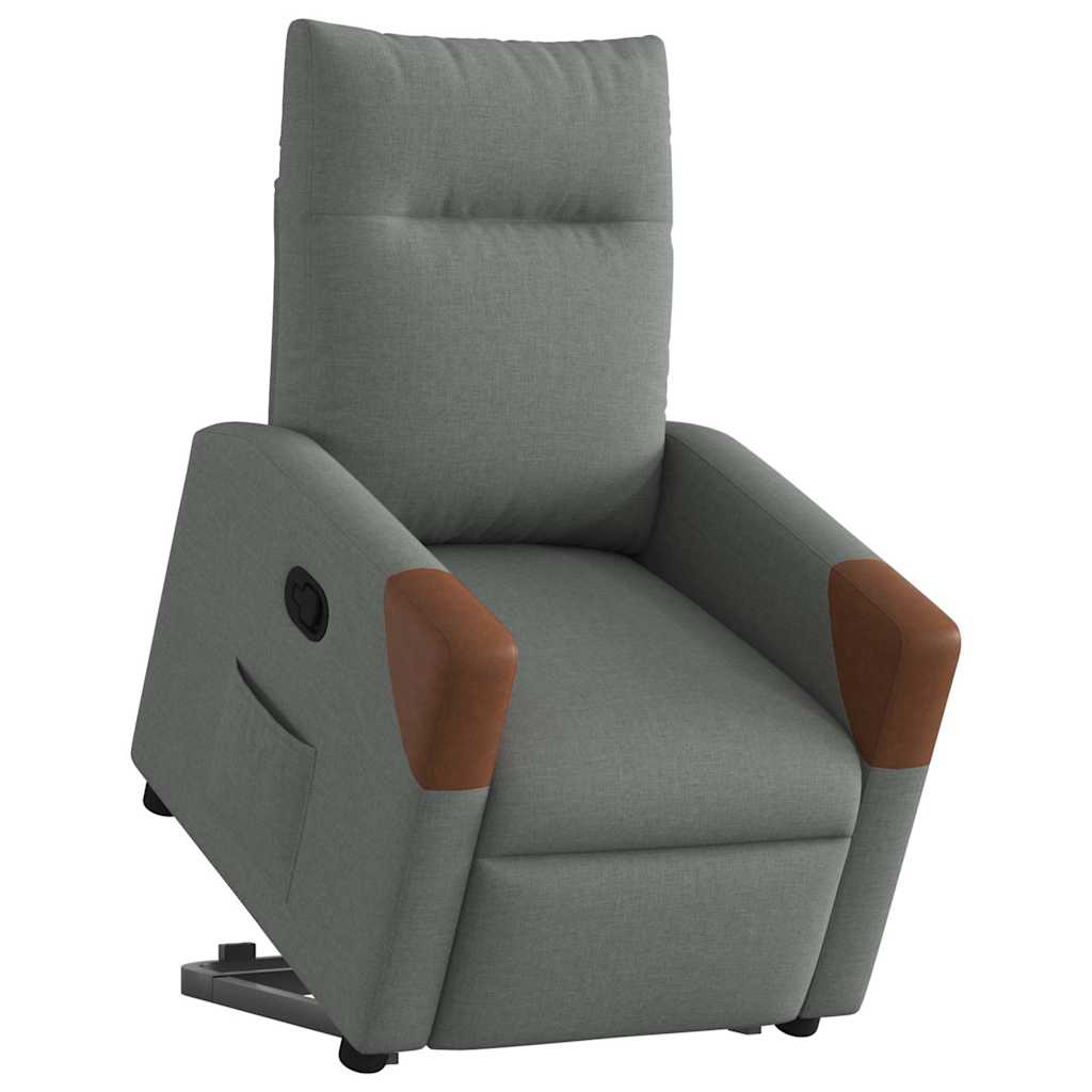 vidaXL Fotoliu rabatabil cu ridicare pe verticală, gri închis, textil vidaXL Fotoliu rabatabil cu ridicare pe verticală, gri închis, textil