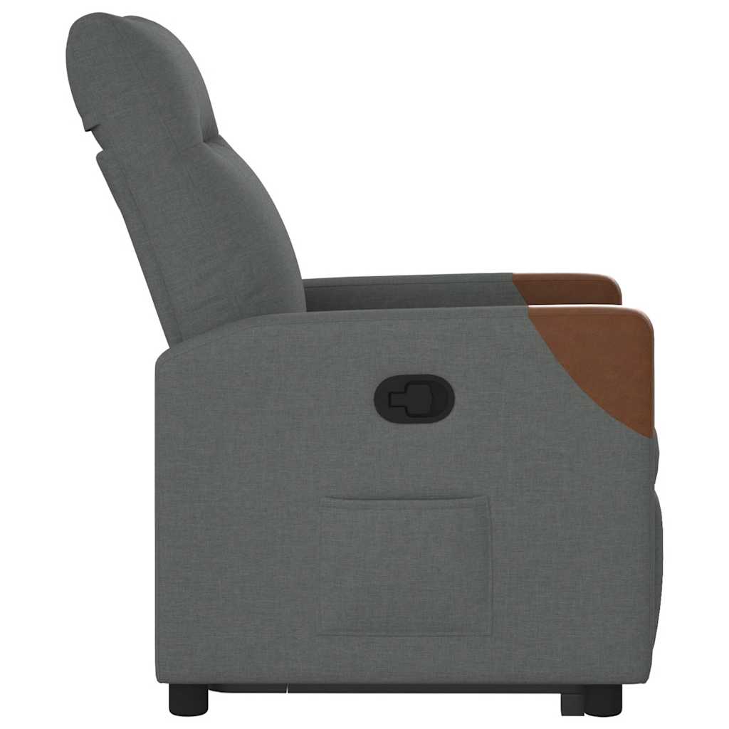 vidaXL Fotoliu rabatabil cu ridicare pe verticală, gri închis, textil vidaXL Fotoliu rabatabil cu ridicare pe verticală, gri închis, textil