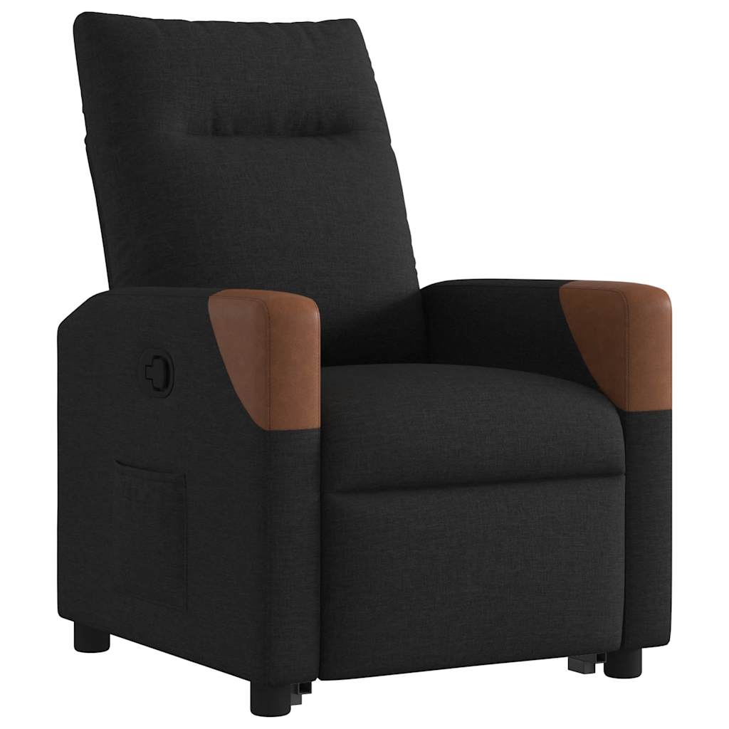 vidaXL Fotoliu rabatabil cu ridicare pe verticală, negru, textil