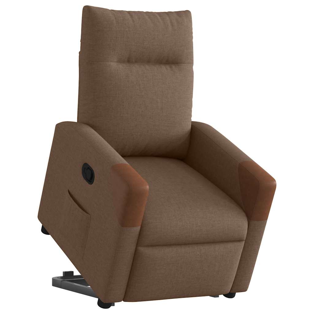 vidaXL Fotoliu rabatabil cu ridicare pe verticală, maro, textil