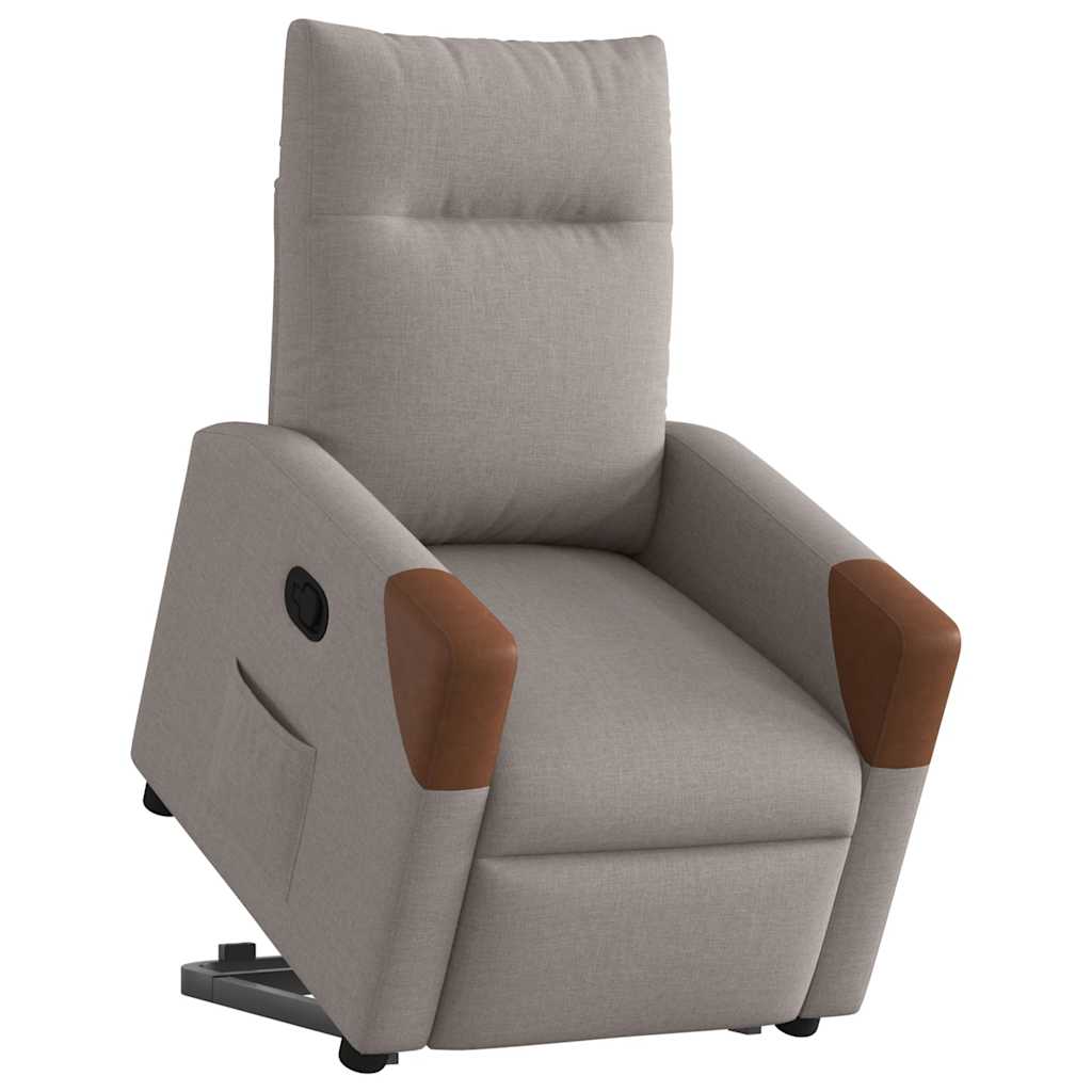 vidaXL Fotoliu rabatabil cu ridicare pe verticală, gri taupe, textil vidaXL Fotoliu rabatabil cu ridicare pe verticală, gri taupe, textil