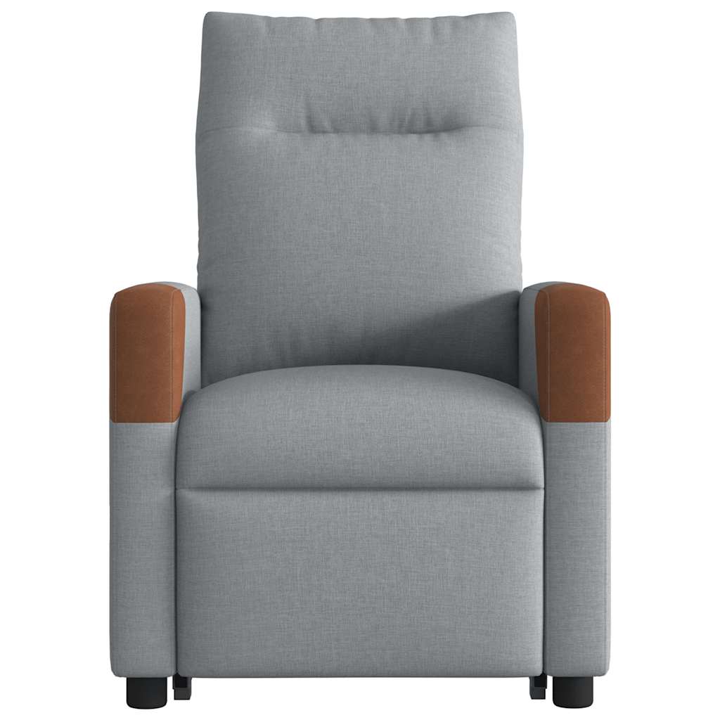vidaXL Fotoliu de masaj rabatabil cu ridicare, gri deschis, textil vidaXL Fotoliu de masaj rabatabil cu ridicare, gri deschis, textil