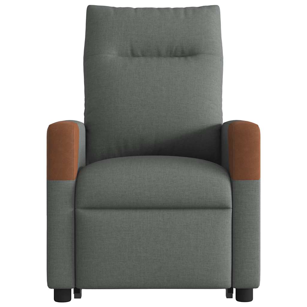 vidaXL Fotoliu de masaj rabatabil cu ridicare, gri închis, textil