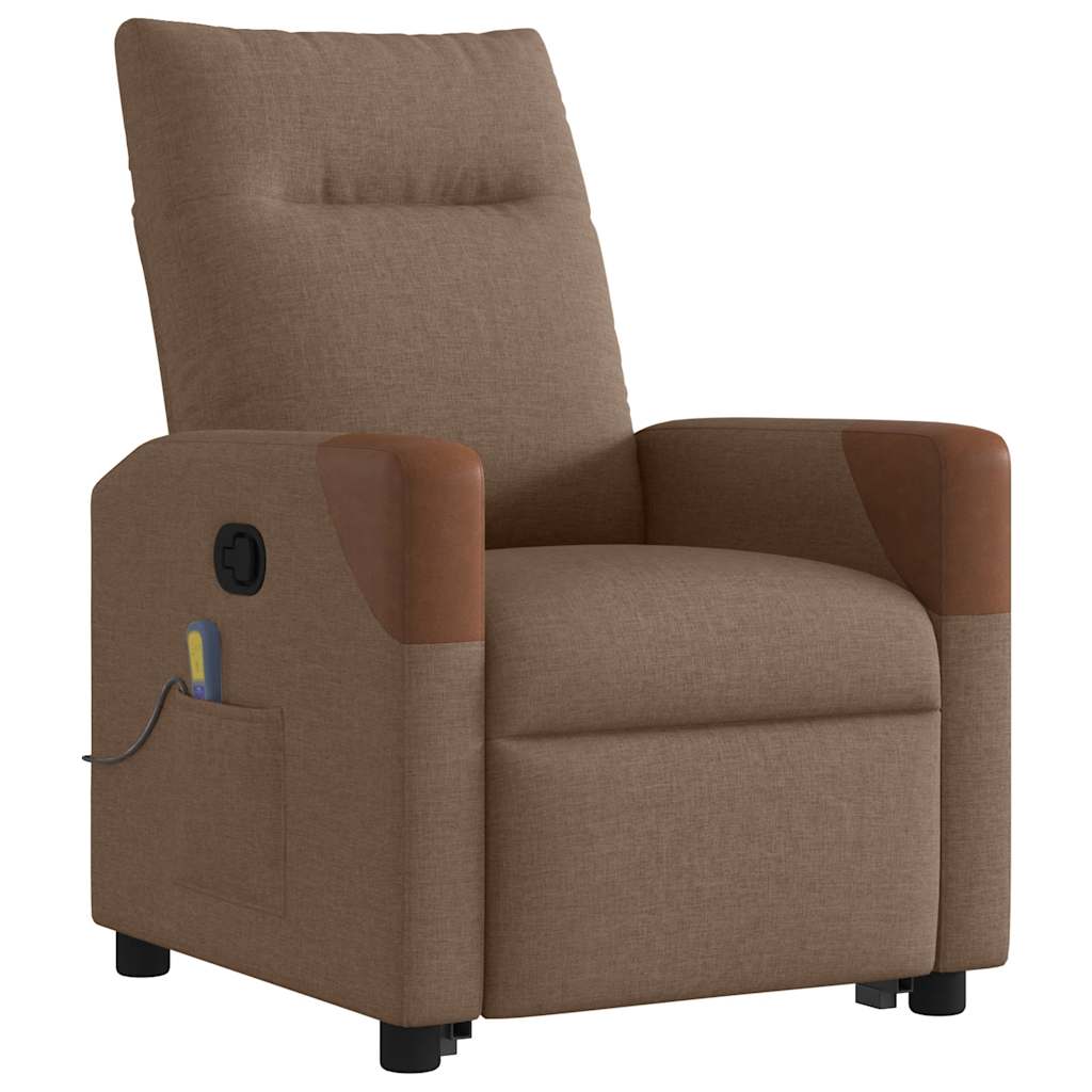 vidaXL Fotoliu de masaj rabatabil cu ridicare, maro, textil