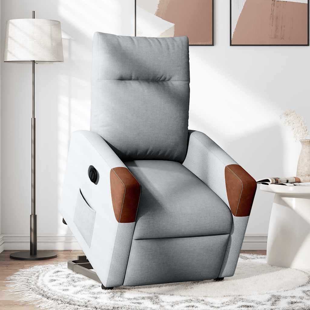 vidaXL Fotoliu electric rabatabil cu ridicare, gri deschis, textil